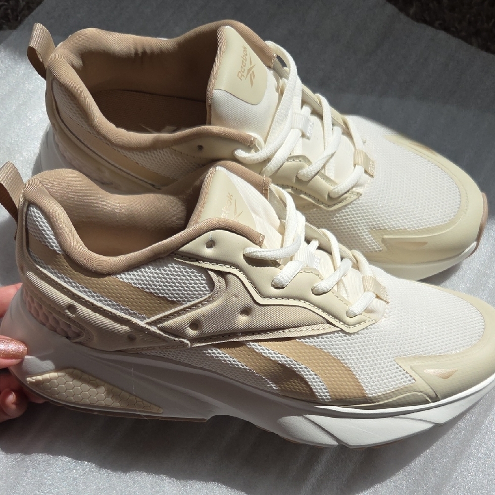 New Reebok Cream and White Sneakers